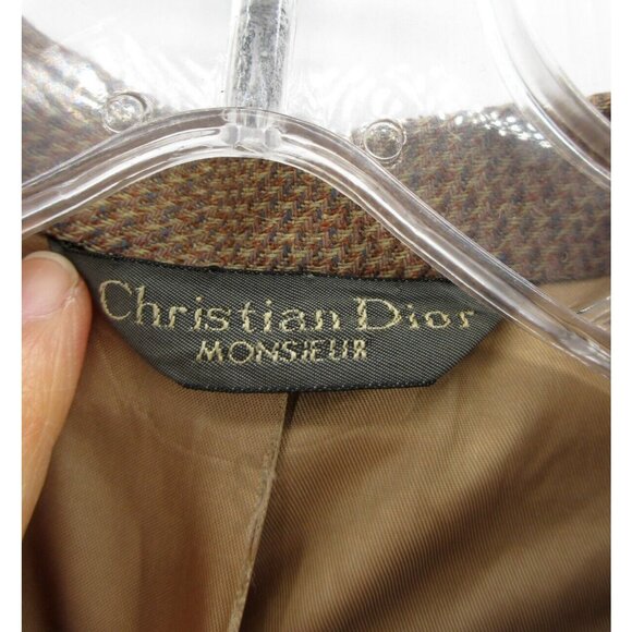 VINTAGE Christian Dior Sport Coat 40 Blazer Houndstooth Tweed USA * - Picture 10 of 15